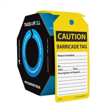 CAUTION BARRICADE TAGS 100/RL - Tagged Gloves